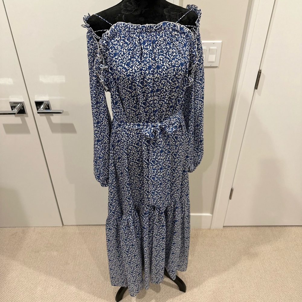 Tory Burch 100% Silk Maxi Dress in Blue Keepsake | Size 4